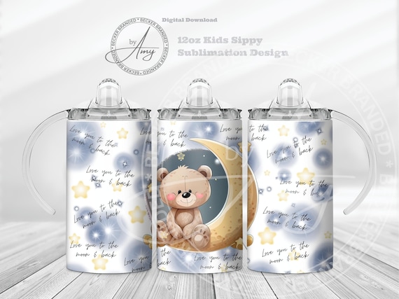 12 oz Sippy cup tumbler template straight Kids cup Full wrap