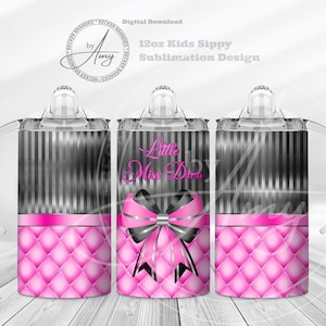 Kid's Little Miss Diva 12oz Sippy Cup Sublimation Designs Digital Download 12oz Tumbler Wrap PNG JPG, Cute Sippy Cup Wrap, Kids Water Bottle