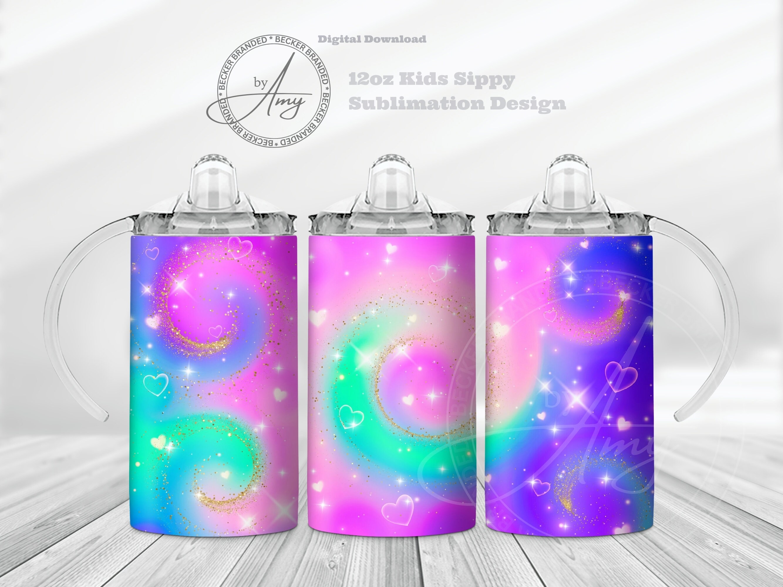 Agate Galaxy Teal  Sippy Cup Sublimation 12oz Tumbler Wrap