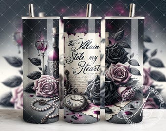 Dark Romance Villain Seamless Tumbler Wrap 20oz PNG File Sublimation Designs Digital Download Smut Book Lover Romantasy Booktok Water Bottle
