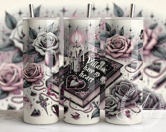 Dark Romance Seamless Gothic Tumbler Wrap 20oz PNG File Sublimation Designs Digital Download, Romantasy Booktok Smut Book Lover Water Bottle