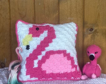 Custom Crocheted Flamingo or Penguin Pillow