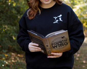 Dragon Fantasy Embroidered Crewneck, Embroidered Gildan BookTok Shirt, Wyvern Embroidery Shirt