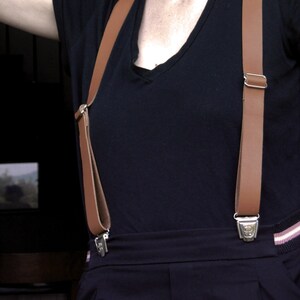 Unisex SUSPENDERS, Braces, all calf 25mm leather with Leather Button. image 2