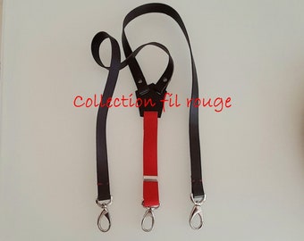 Thin suspenders (M/F) vegetable tanned leather, fil rouge collection