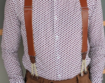 SUSPENDERS mens with cotton loops, Braces, all calf leather