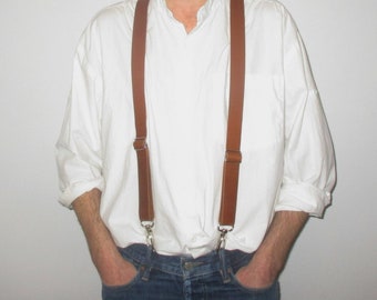 SUSPENDERS mens, Braces, all calf leather  with trigger snap