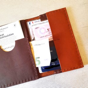 Portefeuille en cuir veau pleine fleur cousu main