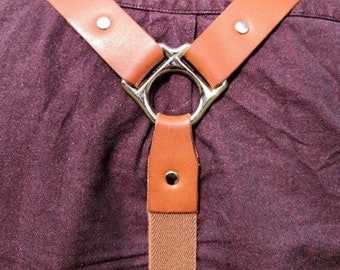 Bretelles, "esprit cheval" sangles de 25mm, Mens leather suspenders (Mod. EQUI)