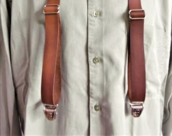 Unisex SUSPENDERS, Braces, all calf 25mm leather  with  Leather Button.