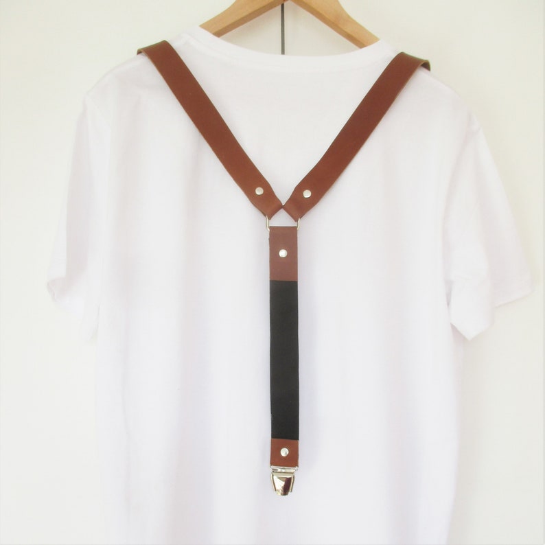 Unisex SUSPENDERS, Braces, all calf 25mm leather with Leather Button. image 3