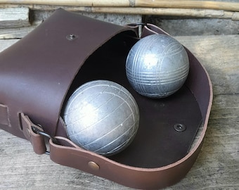 ALL leather pétanque bag, boules case, kit made in France, ideal gift, artisanal creation.