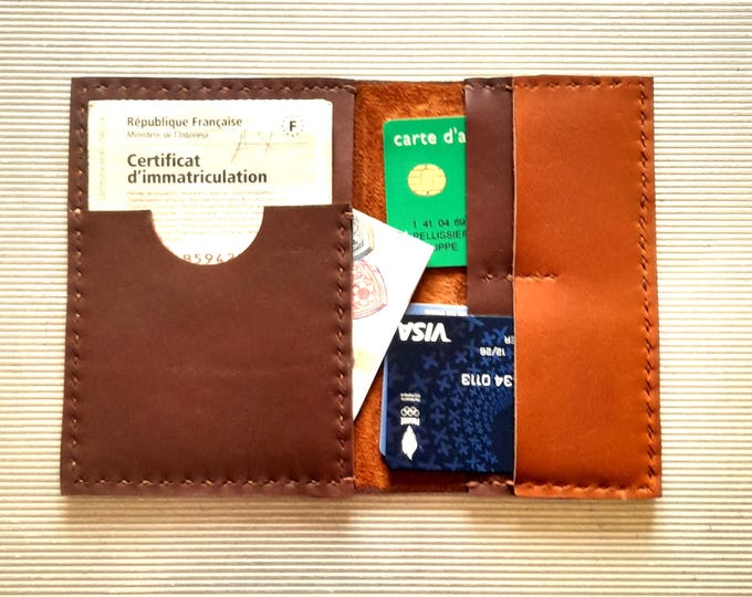 PORTEFEUILLE CUIR de  veau pleine fleur cousu main