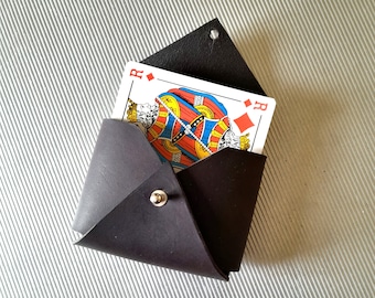 Leather Card Case, Leather Card Sleeve, Card Travel Case, Playing Card Pouch, Gifts for Gamer.