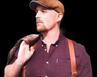 LEATHER SUSPENDERS,  with 3 CARABINERS.
