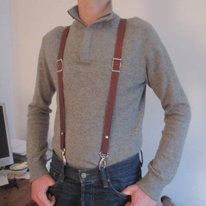 UNISEX suspenders full  veal leather &quot;TRIGGER SNAP type&quot;