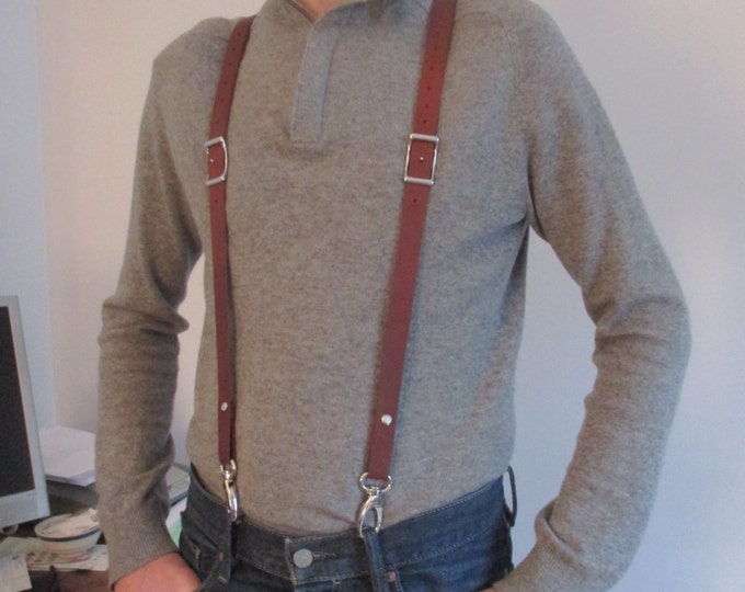 UNISEX suspenders full  veal leather "TRIGGER SNAP type"