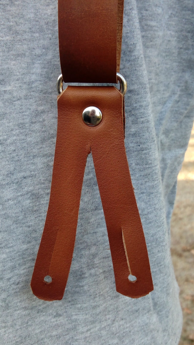 Unisex SUSPENDERS, Braces, all calf 25mm leather with Leather Button. image 5