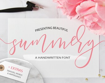 Summery Handwritten Calligraphy Font. Digital font. Swash font. Handwritten font modern calligraphy font wedding font. Bouncy font. Typeface