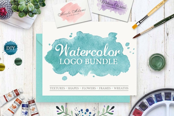 Download Sale Watercolor Design Kit Logo Templates Watercolor Logo Etsy