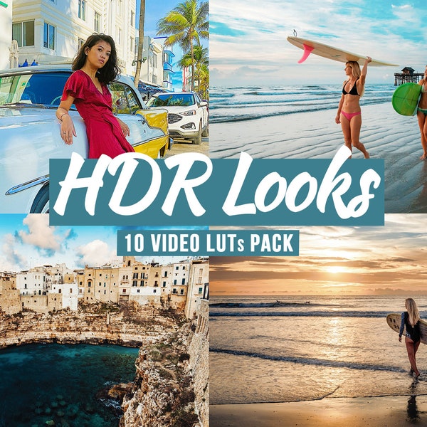 HDR LUTs Pack - Final Cut Luts, Adobe Premiere Pro luts, Video color filters, Filmora, LumaFusion, Photoshop luts, Vlog luts presets