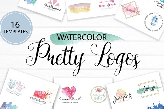 Pretty Watercolor Logos Templates Logo Design Branding Etsy