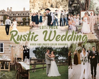 Rustic Wedding LUTs Filters, Rural Farm Wedding Luts for Final Cut, Adobe Premiere, Photoshop, Filmora, LumaFusion, Luts presets