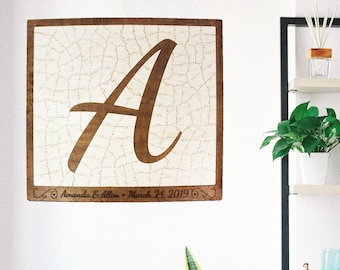 Personalized Wood Letter Puzzle Wedding Guest Book Alternative | Unique Reception Sign In Idea | Quality Rustic Non-Traditional Registry