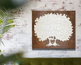 Houten Boom Puzzel Gastenboek Alternatief | Originele Kofferbak Met of Zonder Donker Kader | Rustiek aangepast uniek huwelijksidee