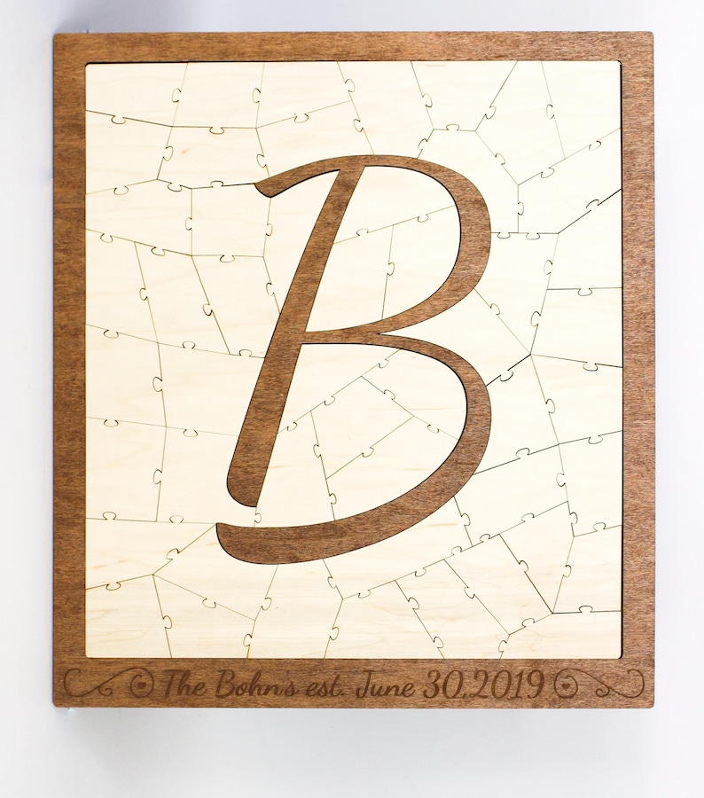 Personalized Wood Letter Puzzle Wedding Guest Book Alternative Unique Reception Sign In Idea Quality Rustic Non-Traditional Registry image 5