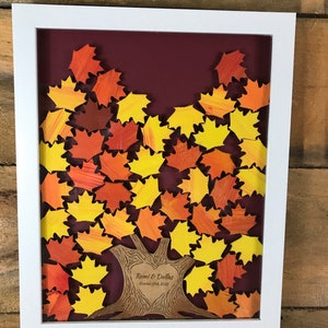 Personalized Fall Wedding Tree Drop Box Guest Book Alternative | Unique Autumn Guest Book Idea | Custom Rustic Shadow Box Guest Sign In Book