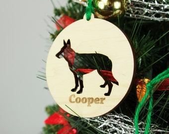 Personalized Round Wooden Dog Breed Cutout Ornament Plus Magnet | Custom Dog Christmas Ornament | Personalized Pet Ornament