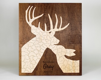 Deer Puzzle Guest Book Alternative | Winter Wedding, Baby Shower, Anniversary, Birthday, Reunion | Unique Custom Personalized Handmade