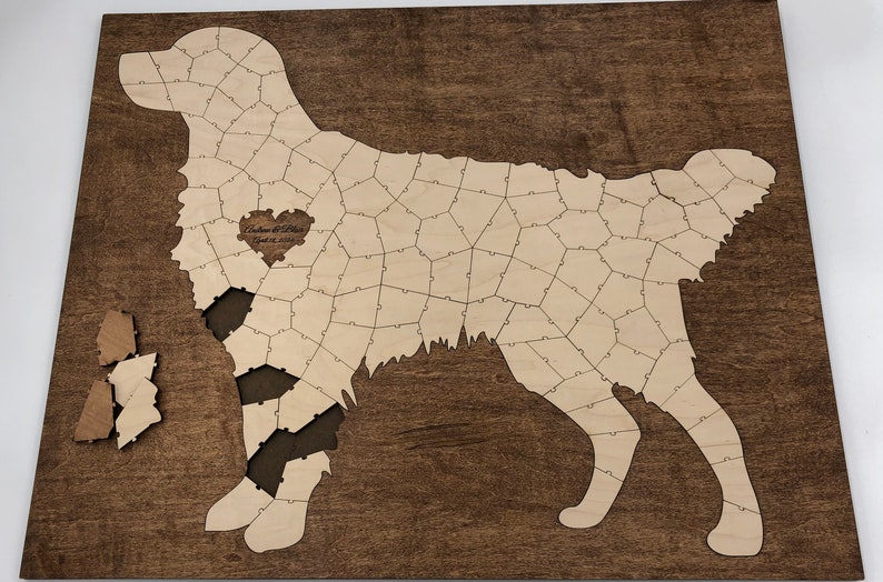 Dog Puzzle Guest Book Alternative Personalized Dog Breed Wooden Puzzle Wedding, Baby Shower, Anniversary, Birthday, Reunion Sign in Book image 3