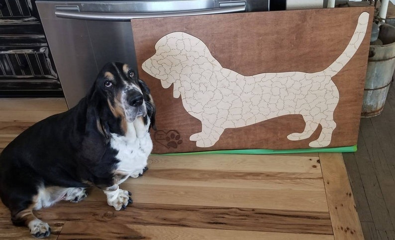 Dog Puzzle Guest Book Alternative Personalized Dog Breed Wooden Puzzle Wedding, Baby Shower, Anniversary, Birthday, Reunion Sign in Book image 4