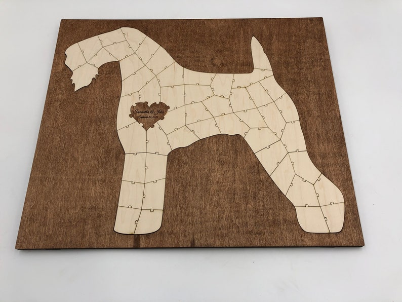 Dog Puzzle Guest Book Alternative Personalized Dog Breed Wooden Puzzle Wedding, Baby Shower, Anniversary, Birthday, Reunion Sign in Book image 5