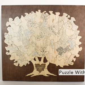 Wooden Tree Puzzle Guestbook Alternative Original Trunk With or Without Dark Border Frame Rustic Custom Unique Wedding Idea image 3