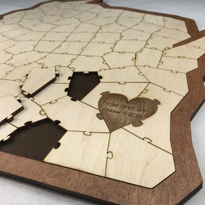 State Puzzle Guest Book Alternative Wooden Puzzle Personalized Guest Book Travel Guest Book Unique Map Guest Book image 2