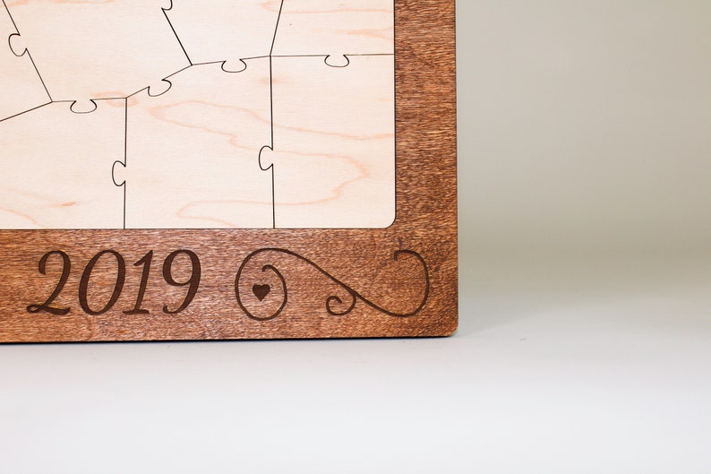 Personalized Wood Letter Puzzle Wedding Guest Book Alternative Unique Reception Sign In Idea Quality Rustic Non-Traditional Registry image 4