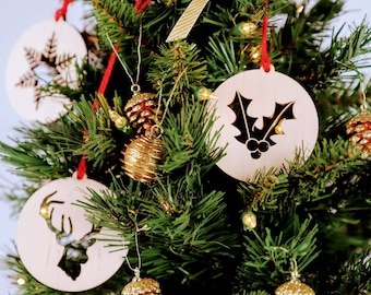 Set of Five Wood Cutout Christmas Ornaments | DIY Christmas Decorations 2018 | DIY Christmas Ornaments | Outdoor Christmas Decorations