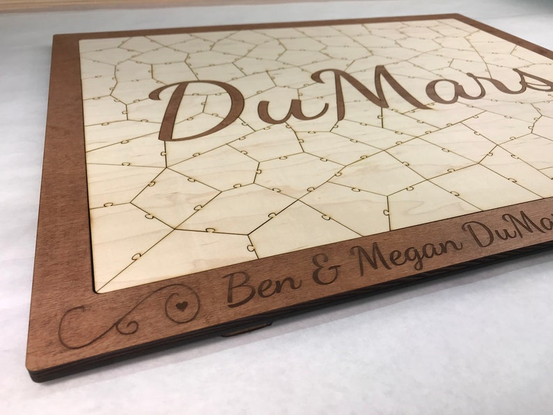 Last Name Wooden Puzzle Guest Book Alternative Unique & Personalized Wedding Guest Book Idea Sign In Book image 2