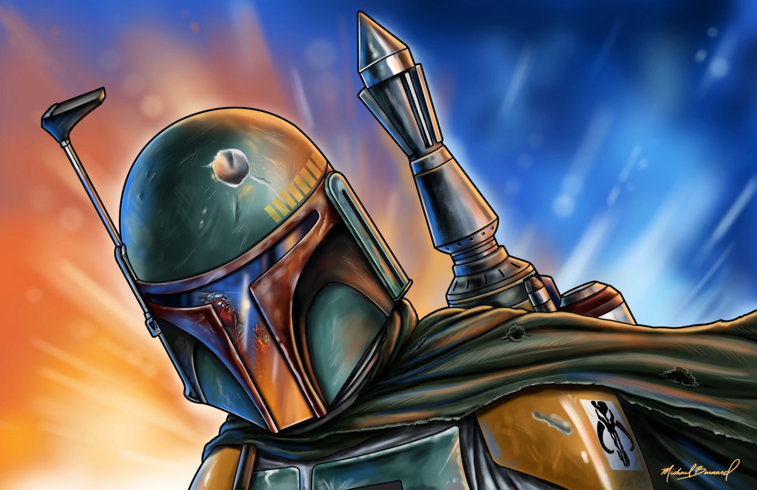Star Wars Boba Fett 17x11 Original Artwork signed print, image size:1500x970