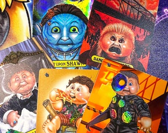 5 new Holograph/Chome custom cards! - Garbage Pail Kids parody cards by Michael Barnard SEE VIDEO!