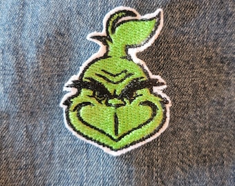 Grinch Embroidered Iron On Patch