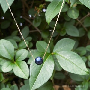 Pu&ograve; includere: Una semplice collana a catena dorata con un ciondolo a perla blu scuro.