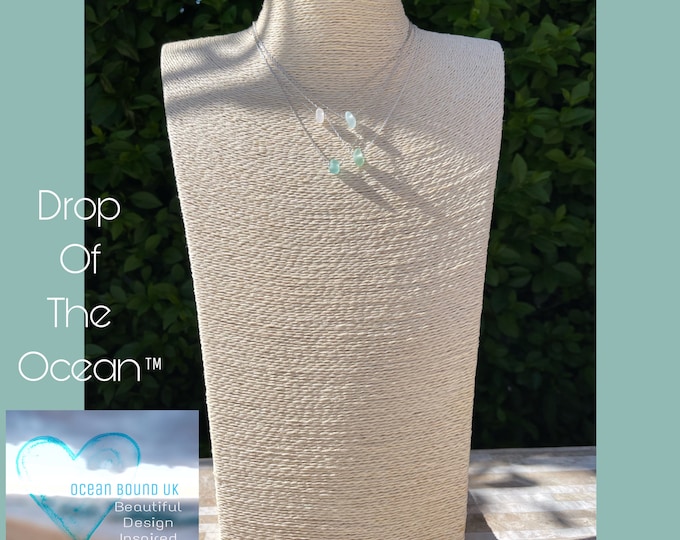 Drop of the Ocean. Genuine English Sea Glass on Sterling Silver Necklace. Personalised. Guaranteed Authentic.