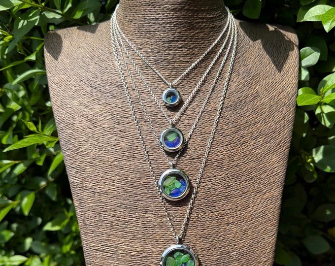 Mediterranean Sea. Locket filled with Genuine Sea Glass on Sterling Silver Necklace. Personalised.