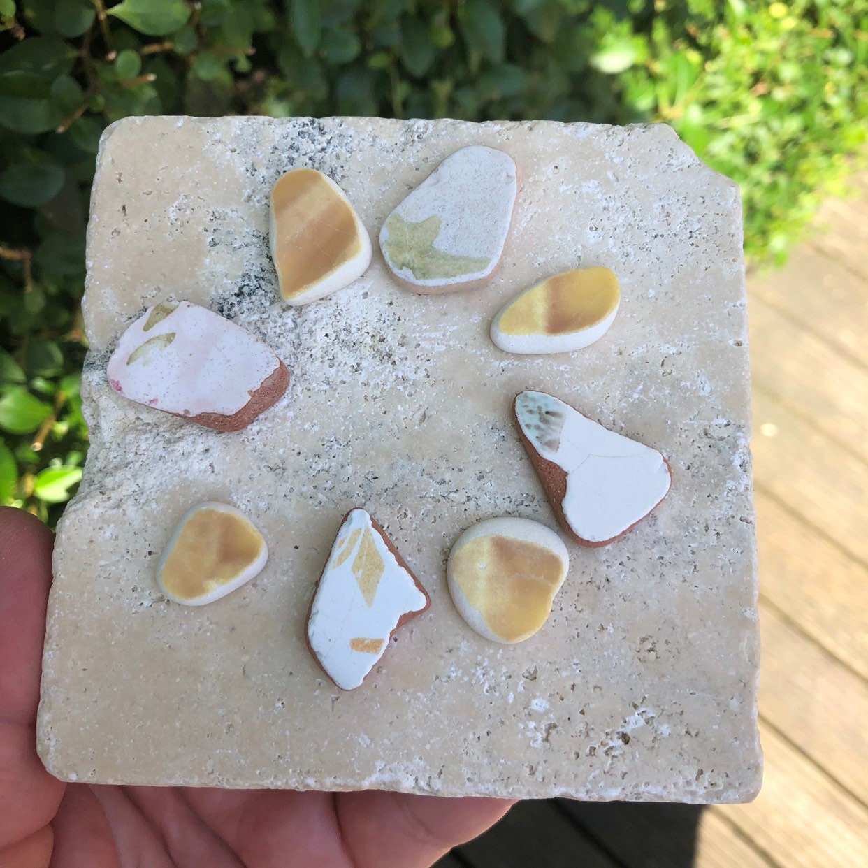 Sea Pottery. Sets of 8. Genuine Sea Pottery Tiles from the Canary