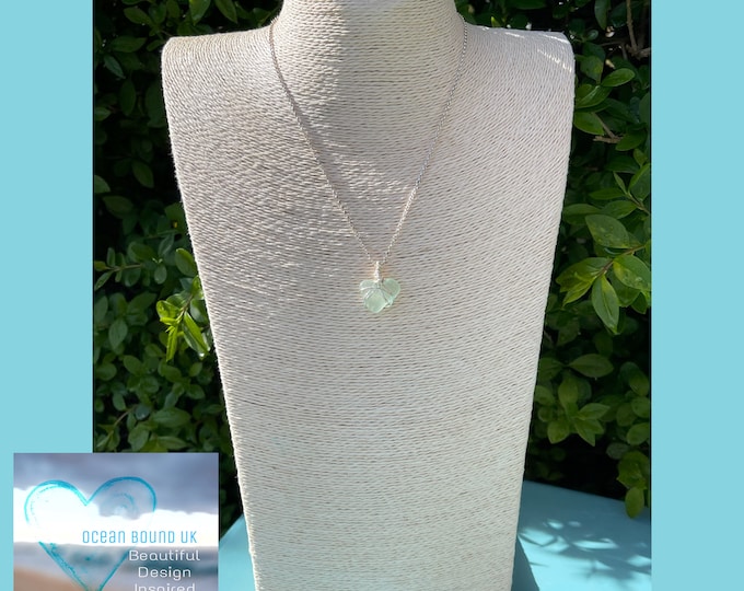 Pure Heart. Genuine Greek Sea Glass Pendant on Sterling Silver Necklace. Handmade to Order. Guaranteed Authentic.