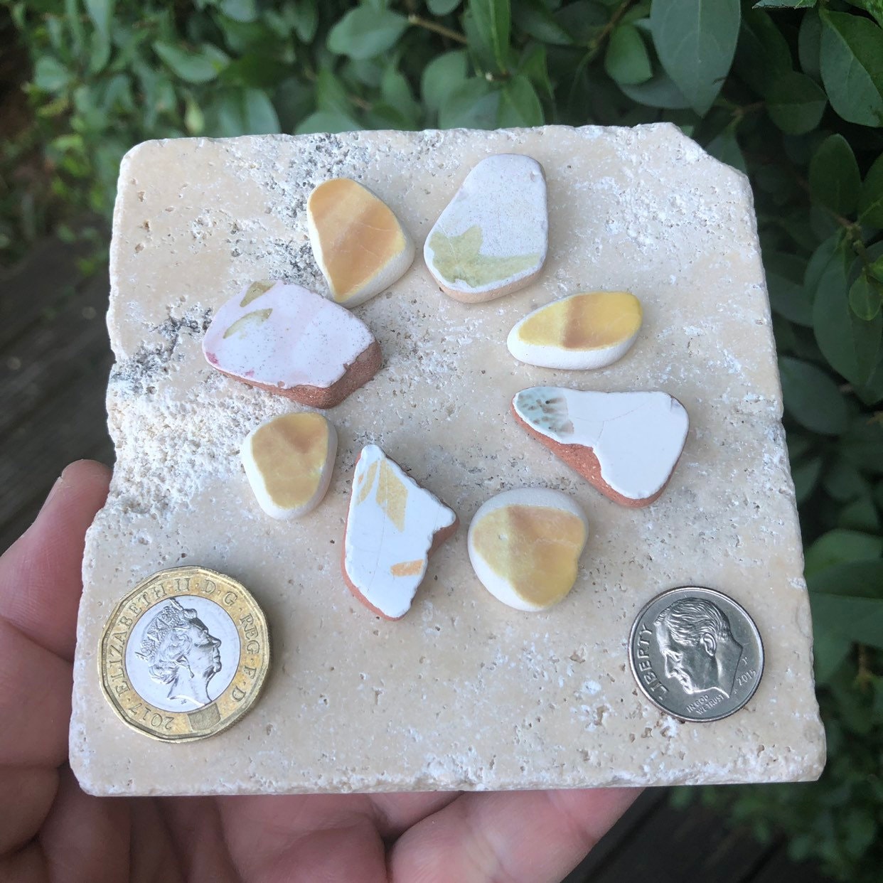 Sea Pottery. Sets of 8. Genuine Sea Pottery Tiles from the Canary